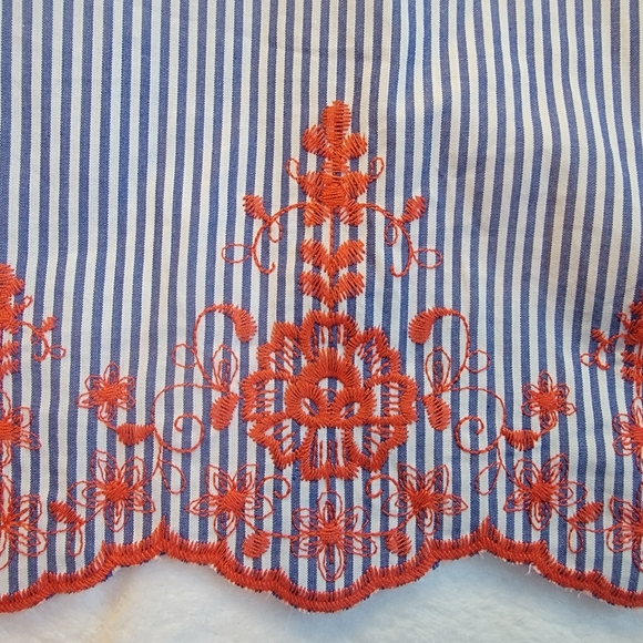 NWT Long Tall Sally Blue White Stripe Red Embroidered Blouse US 18 UK 22 - Picture 5 of 9